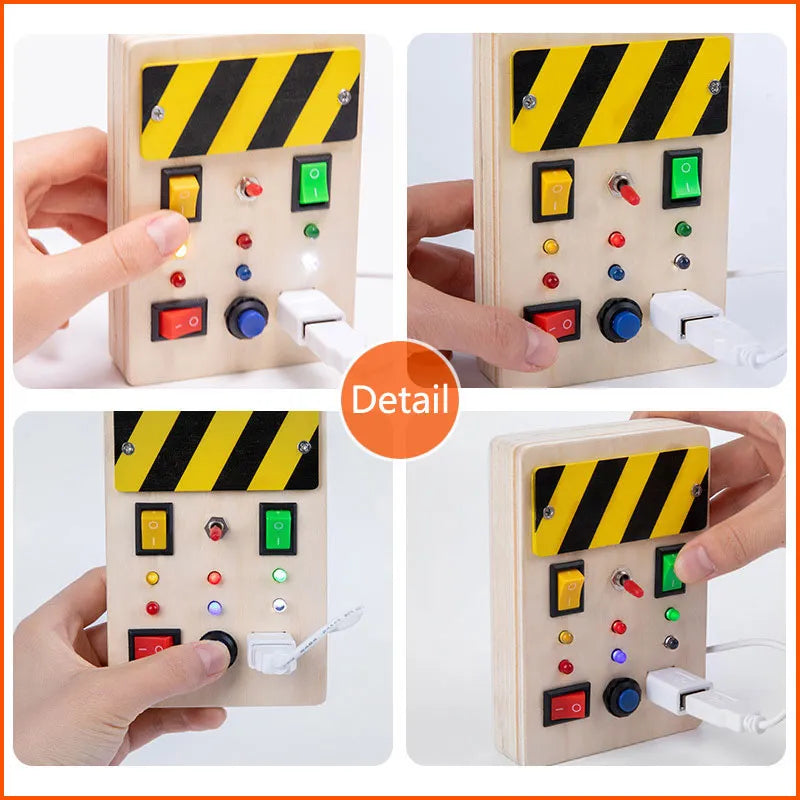 Montessori Busy Board Wooden With LED Light