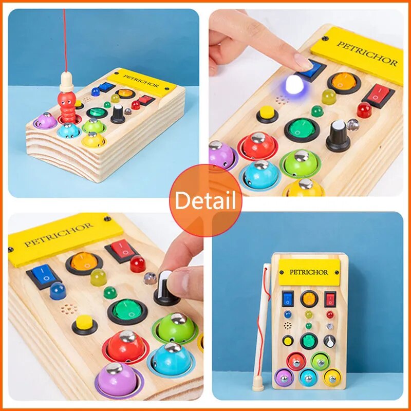 Montessori Busy Board Wooden With LED Light