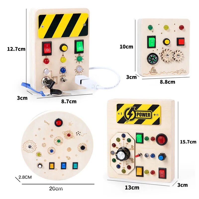 Montessori Busy Board Wooden With LED Light